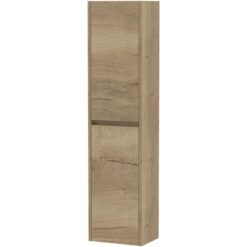 Hudson Reed - Havana Wall Hung 2-Door Tall Storage Unit 350mm Wide - Autumn Oak