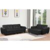 Humza Amani - Zinc pu Leather 3STR Sofa Bed with Storage, 2STR Sofa Bed with Storage and Ottoman Bench in Grey or Black. Living Room Furniture Set