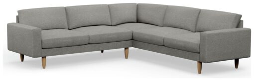 Hutch Fabric Block Arm 7 Seater Corner Sofa - Dove Grey