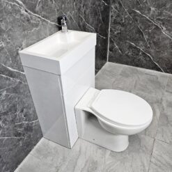 Hydros - 500mm All In One 2 in 1 Unit Combination Basin Sink & Round Toilet Space Saving, With Tap - White