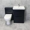 Hydros - Aegean Satin Black Bathroom Furniture 1100mm Basin Sink Unit + Toilet Suite, No Tap