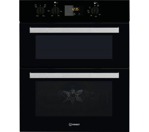 INDESIT Aria IDU 6340 BL Electric Built-under Double Oven - Black, Black