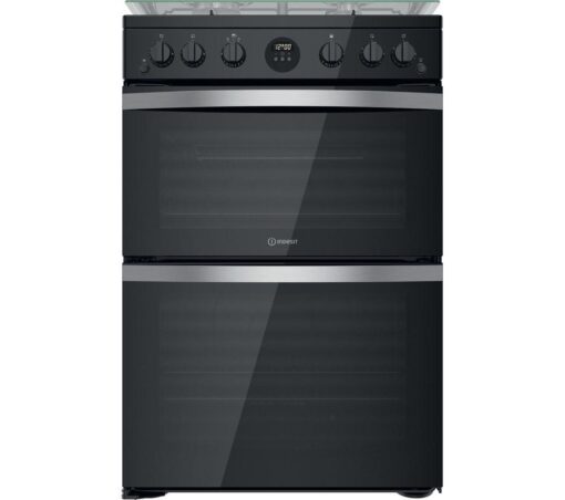 INDESIT Flame Control ID67G0MCB 60 cm Gas Cooker - Black, Black