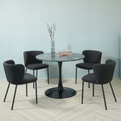 Ihome Furniture And Furnishing - 2x Mandy Dark Grey Boucle Chairs