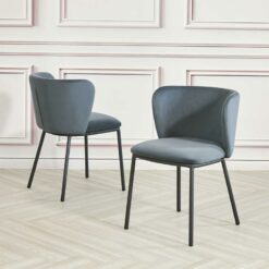 Ihome Furniture And Furnishing - 2x Mandy Navy Grey Velvet Chairs (Crib5 Standard)