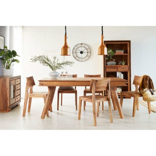 Indus Sheesham Wood Medium Size Dining Table Set 2 Chairs And 1 Bench