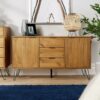 Industrial Wooden Sideboard Cabinet Cupboard Storage Furniture Drawers & Doors - Brown