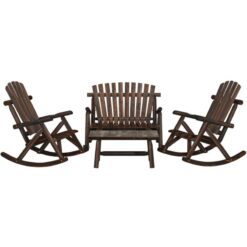 Jinlefu - 4 Piece Garden Lounge Set Solid Wood Spruce vidaXL - Brown