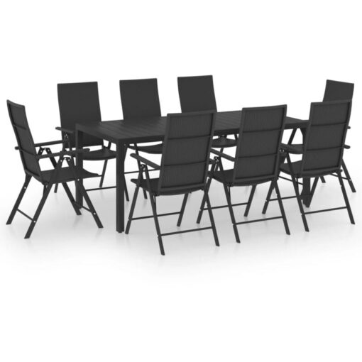 Jinlefu - 9 Piece Garden Dining Set Black vidaXL - Black