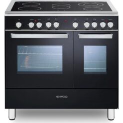 KENWOOD CK418 90 cm Electric Ceramic Range Cooker - Black & Chrome, Black