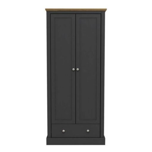 Kent 2 Door Wardrobe Charcoal 1 Drawer - Charcoal