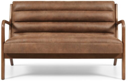 Kyoto Leah Faux Leather 2 Seater Sofa - Brown