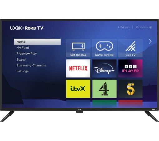 LOGIK L43RUE23 Roku TV Smart 4K Ultra HD HDR LED TV, Black