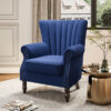 Livingandhome - Pleated Wingback Armchair with Cushion,Blue