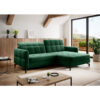 Lorelle Right Hand Facing Fabric Corner Sofa Bed - Bottle Green