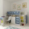 Loren European Single (90 x 200cm) 3 Drawer Mate's & Captain's Mid Sleeper Loft Bed Bed with Bookcase