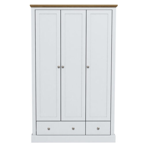 Lpd Furniture - Devon 3 Door 2 Drawer Wardrobe White