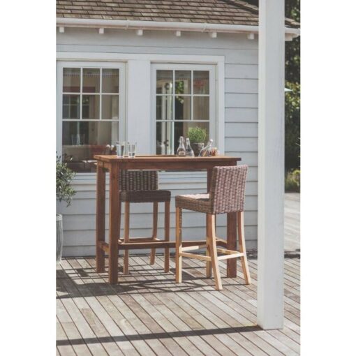 Lymington Outdoors Indoors Bar Stool Chair Seat pe Rattan Teak - Garden Trading