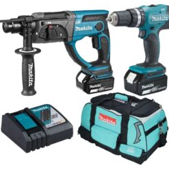 MAKITA DLX2025T Combo Rotary Hammer and Drill Set - Green, Blue & Black