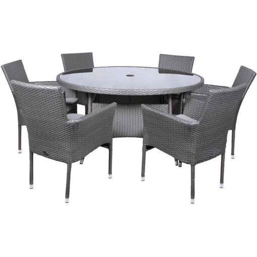 Malaga Six Seater Fixed Dining Set