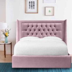 Marcello Bed Single Plush Velvet Pink