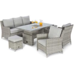 Maze Rattan - Oxford Sofa Dining Set with Ice Bucket and Rising Table