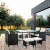 Mcc Direct - 9 Pieces Rattan Garden Furniture Outdoor Chair & Table 4+4+1 Set Cuba Black