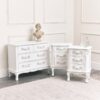 Melody Maison - Antique White 4 Drawer Chest of Drawer & Pair of 3 Drawer Bedside Tables - Pays Blanc Range - Antique White