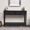 Melody Maison - Large Black 2 Drawer Console Table - Black, brass