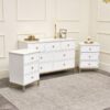 Melody Maison - Large Chest of Drawers & Pair of Bedside Tables - Aisby White Range - White, Gold