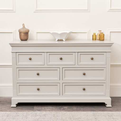 Melody Maison - Large Grey 7 Drawer Chest of Drawers - Daventry Taupe-Grey Range - Taupe-Grey