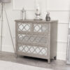 Melody Maison - Large Silver Mirrored Lattice Chest of Drawers - Sabrina Silver Range - Silver, Antique Silver, Champagne, Mirrored