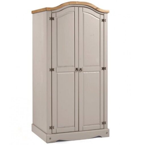 Mercers Furniture - Corona Grey Wax 2 Door Arch Top Wardrobe