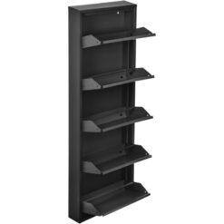 Metal shoe rack with 5 black compartments - Primematik