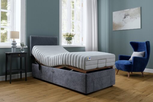 Mibed Memory Single Adjustable Bed With Drawer - Grey