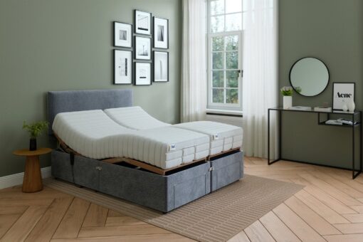 Mibed Memory Superking Adjustable Bed With Drawer - Grey