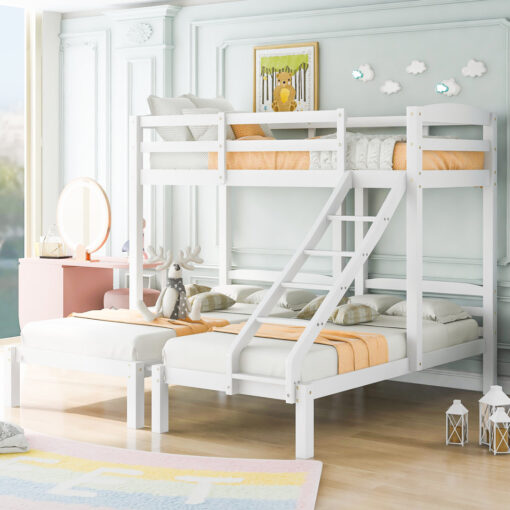 Mickel Bunk Bed Triple Sleeper with Side Ladder (90 x 190cm, 90 x 200cm)