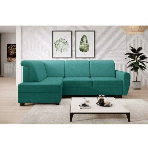 Milo Left Hand Facing Fabric Corner Sofa Bed - Green