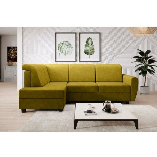 Milo Left Hand Facing Fabric Corner Sofa Bed - Mustard