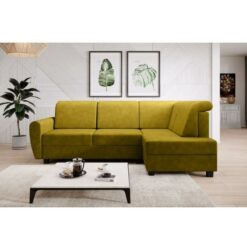 Milo Right Hand Facing Fabric Corner Sofa Bed - Mustard