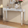 Mirrored Desk Silver Console Table Mirror Sofa Table with Crystal Inlay for Living Room, Entryway, Foyer, 48 Inch