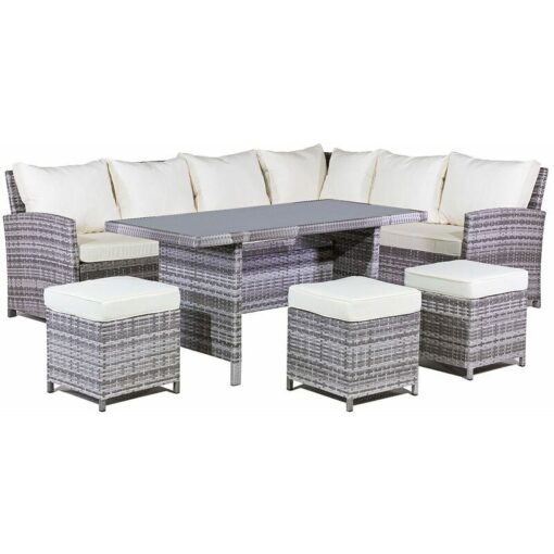 Mmt Furniture Designs Ltd - MLM210062 Rattan 8 seater l Shaped Dining set - Grey