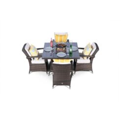 Modern Furniture Direct - Arizona Fire Pit 4 Seater Square Rattan Dining Set - Brown