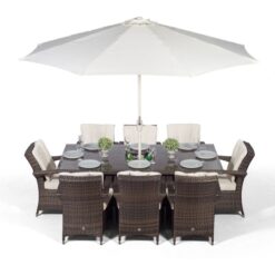 Modern Furniture Direct - Arizona Rectangle 8 Seat Rattan Dining Set with Ice Bucket Drinks Cooler - Brown