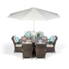 Modern Furniture Direct - Arizona Rectangular 6 Seater Rattan Patio Dining Set - Brown