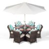 Modern Furniture Direct - Arizona Round 6 Seater Patio Dining Set with Ice Bucket Drinks Cooler - Brown