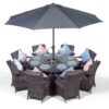 Modern Furniture Direct - Arizona Round 8 Seater Rattan Dining Set with Ice Bucket Drinks Cooler - Grey