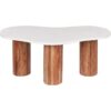 Modern Minimalist Coffee Table Furniture Living Room Round Acacia Wood Legs Marble Top Oval Shape White Casablanca