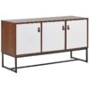 Modern Sideboard Storage Cabinet 3 Doors Metal Legs Dark Wood with White Nueva