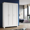 Modern Soft Close Wardrobe 3 Door Wardrobe with Shelves Bedroom Furniture Large Storage Wardrobe, White/Oak - Elegant